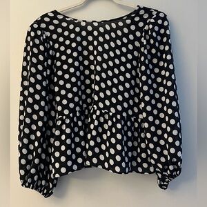 Express Black and White Polka Dot Blouse